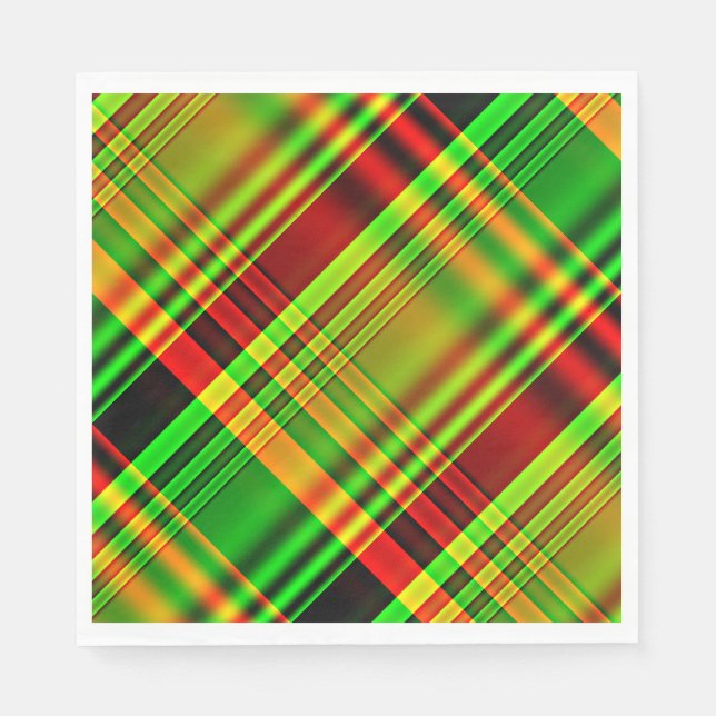 Serviette Jetable Tartan rouge et vert (Devant)
