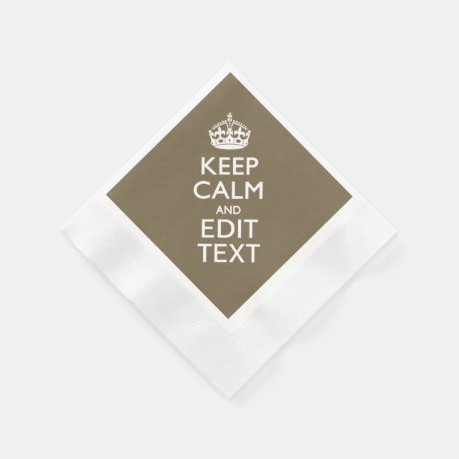 Serviette Jetable Taupe Gardez Le Calme Et Votre Texte Facilement (Coin)