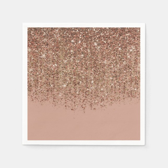 Serviette Jetable Taupe Pink & Bronze Gold Parties scintillant Glam  (Devant)