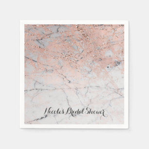 Serviette Jetable Tendance Rose Gold Moderne Marbre Glam Mariage Fêt