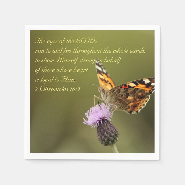 Serviette Jetable Texte de la Bible 2 Chroniques 16:9 (Devant)