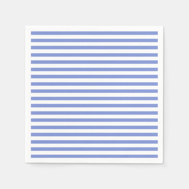 Serviette Jetable Thème nautique - Marine Blue Striped Papier Napkin (Devant)