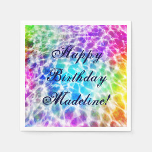 Serviette Jetable Tiedye Hippie Wavy Rainbow Effet