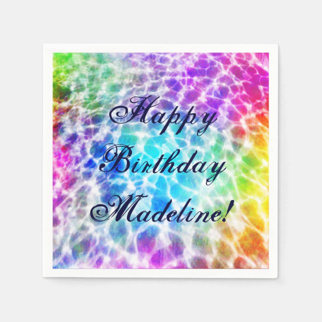 Serviette Jetable Tiedye Hippie Wavy Rainbow Effet (Devant)