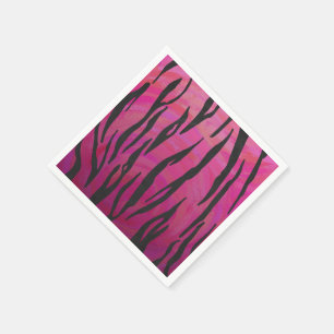 Serviette Jetable Tiger noir et rose chaud