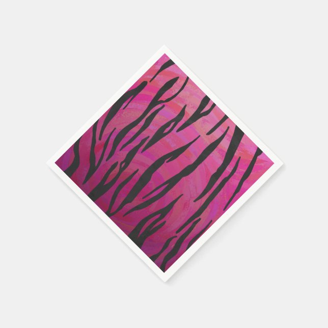 Serviette Jetable Tiger rose chaud et noir (Coin)