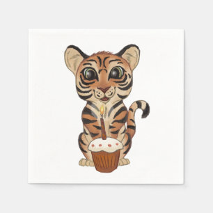 Serviette Jetable Tigre d'anniversaire