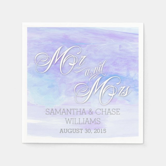 SERVIETTE JETABLE TONS DE BLUES MARIAGE DE COULEUR D'EAU (Devant)