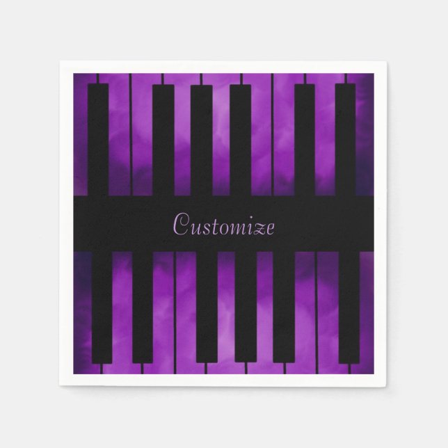 Serviette Jetable Touches de piano violet serviettes de musique (Devant)