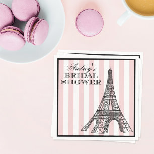Serviette Jetable Tour Eiffel Mariage Vintage Blush Paris