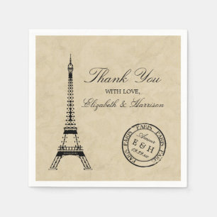 Serviette Jetable Tour Eiffel Vintage Faire-Part de Mariage