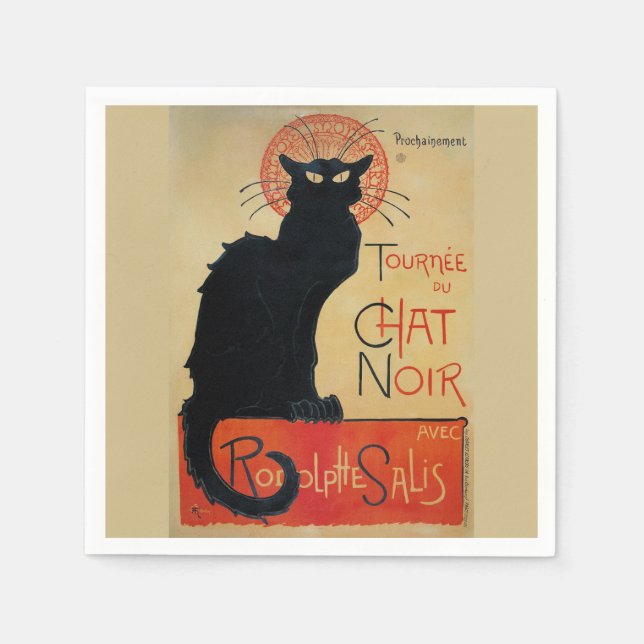 Serviette Jetable Tournee du Conversation Noir Steinlen (Devant)
