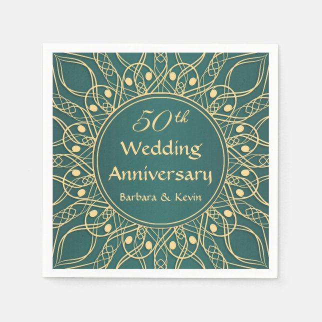 Serviette Jetable Tournois d'or 50e anniversaire de Mariage (Devant)
