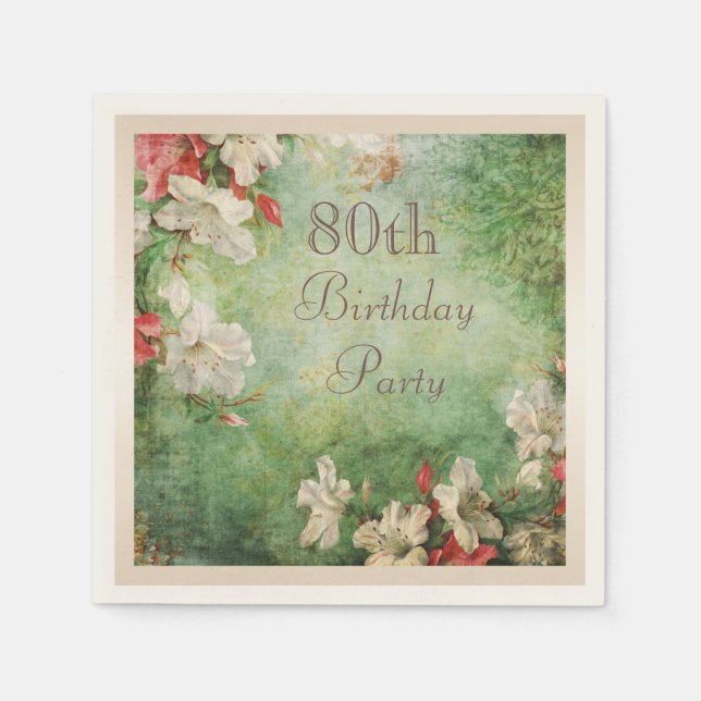 Serviette Jetable Tout âge Anniversaire Fête Shabby Chic Hibiscus (Devant)