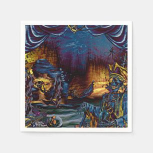 Serviette Jetable Trésor de squelette de pirate sous la mer, bande d