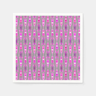 Serviette Jetable Tribal Batik - Fuchsia rose, violet et gris