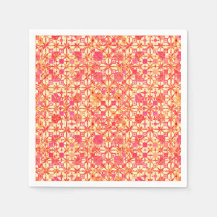 Serviette Jetable Tribal Batik - orange, corail rose et fuchsia