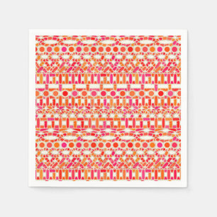 Serviette Jetable Tribal Batik - teintes orange et rose