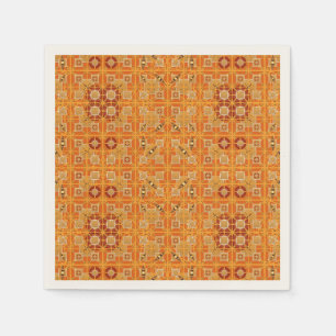Serviette Jetable Tribal Batik - tons ambre et marron