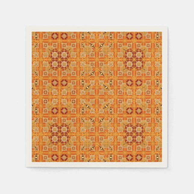 Serviette Jetable Tribal Batik - tons ambre et marron (Devant)