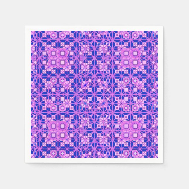 Serviette Jetable Tribal Batik - tons violets (Devant)