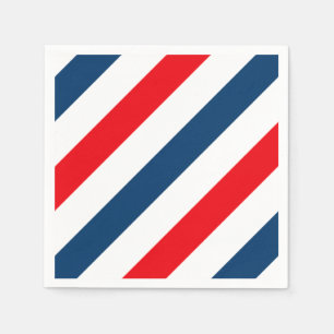 Serviette Jetable Tricolor Diagonal Stripes (bleu, blanc et rouge)