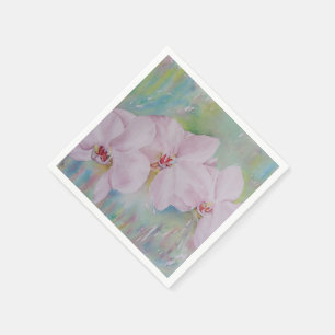 SERVIETTE JETABLE TROIS ORCHIDES BLANCS PAPIER NAPKINS