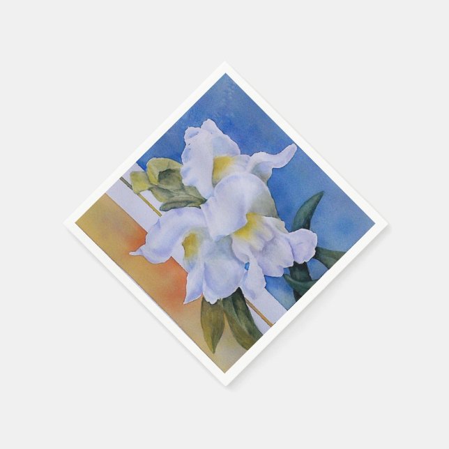 SERVIETTE JETABLE TROIS SNAPDRAGONS BLANCS PAPIER NAPKINS (Coin)