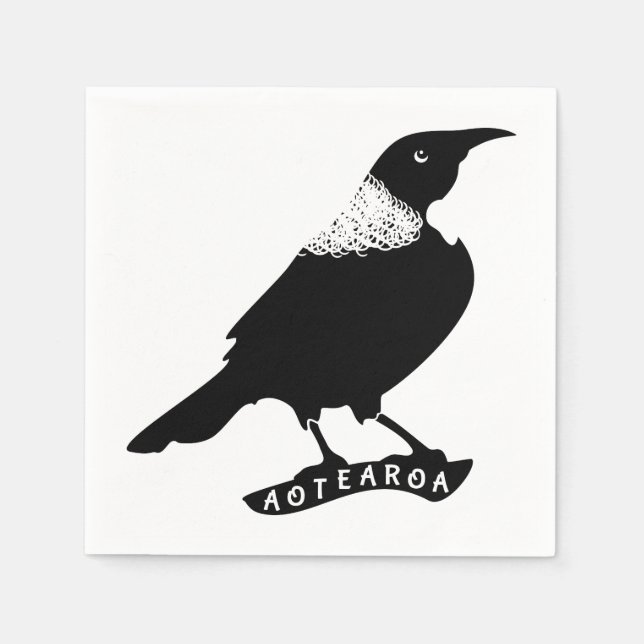 Serviette Jetable Tui | Oiseaux natifs de Nouvelle-Zélande (Devant)