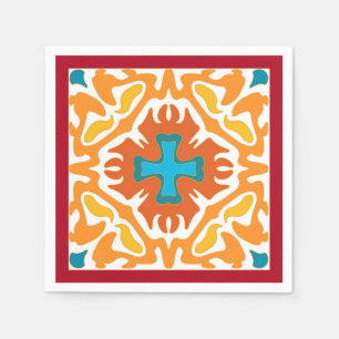 Serviette Jetable Tuile espagnole orange ardente avec des accents