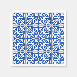 Serviette Jetable Tuile marocaine - bleu et blanc de cobalt