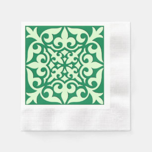Serviette Jetable Tuile marocaine - émeraude et vert clair