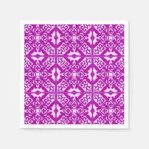 Serviette Jetable Tuile marocaine - orchidée profonde et rose