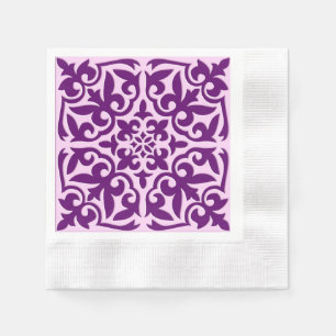 Serviette Jetable Tuiles marocaines - violet et orchidée