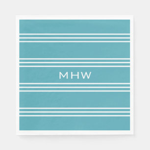 Serviette Jetable Turquoise Grilles personnalisées monogramme servie