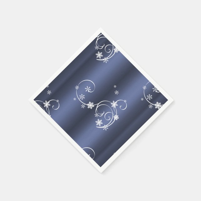Serviette Jetable Turquoise métallique, Fils blancs Noël (Coin)