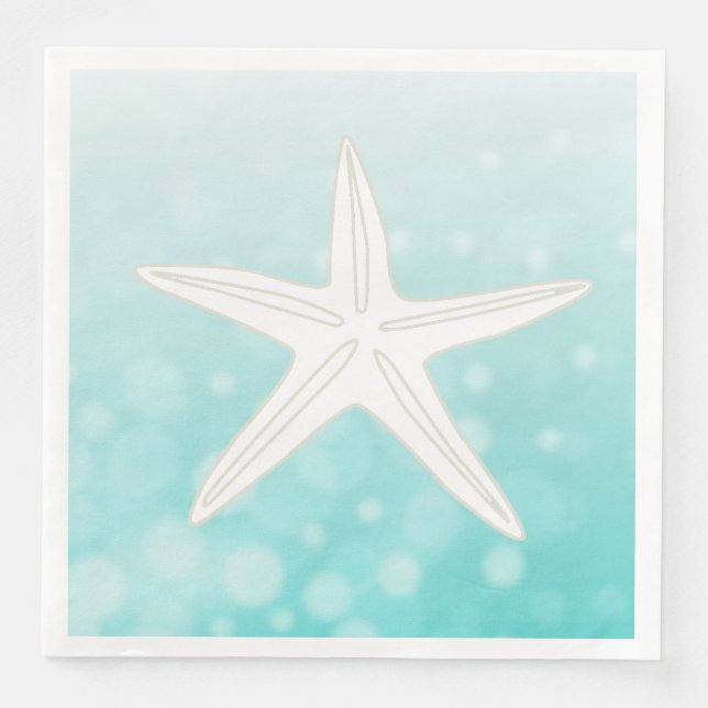 Serviette Jetable Turquoise Starfish Beach Mariage à thème Naples (Devant)
