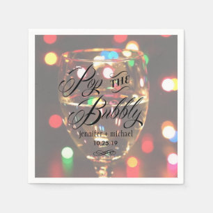 Serviette Jetable Twinkle Sparkle Bokeh Light Champagne Glass Custom