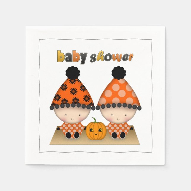 Serviette Jetable Twins Automne Automne Halloween Baby shower (Devant)