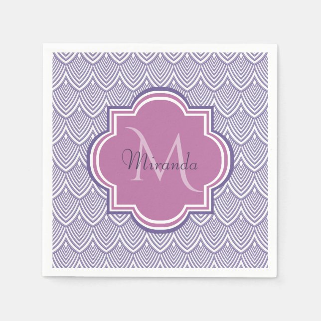 Serviette Jetable Ultra Violet Arborescence pétoncles Nom du monogra (Devant)