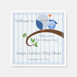 Serviette Jetable Un trou ! Baby shower des Chouettes Bleues