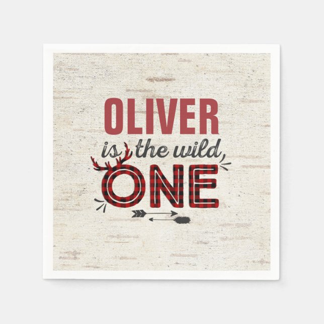Serviette Jetable Un Wild Anniversaire fête Napkin Lumberjack Wild O (Devant)