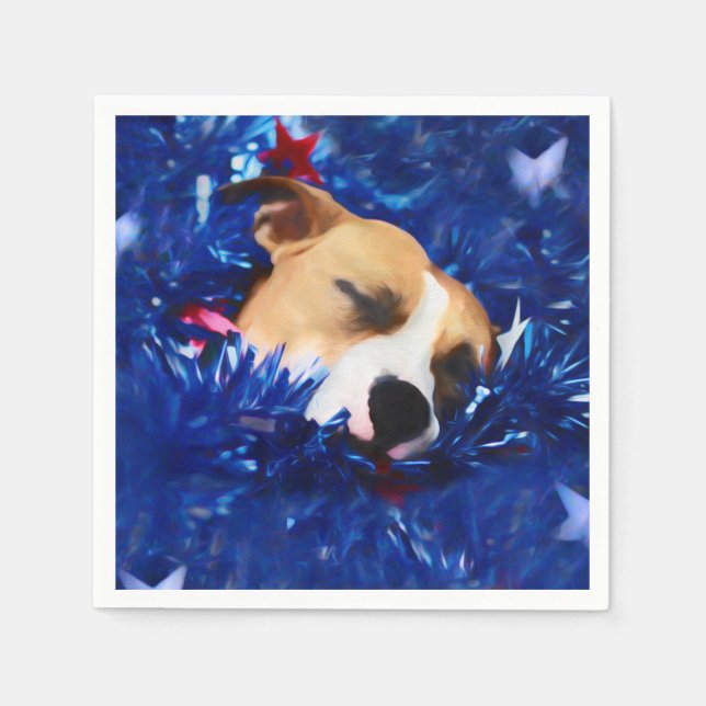 Serviette Jetable USA Patriotique Chien American Pit Bull Terrier (Devant)