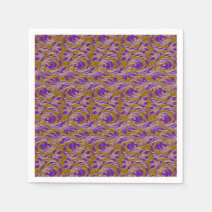 Serviette Jetable Vagues métalliques-violet-or-2 PAPIERS NAPKINS