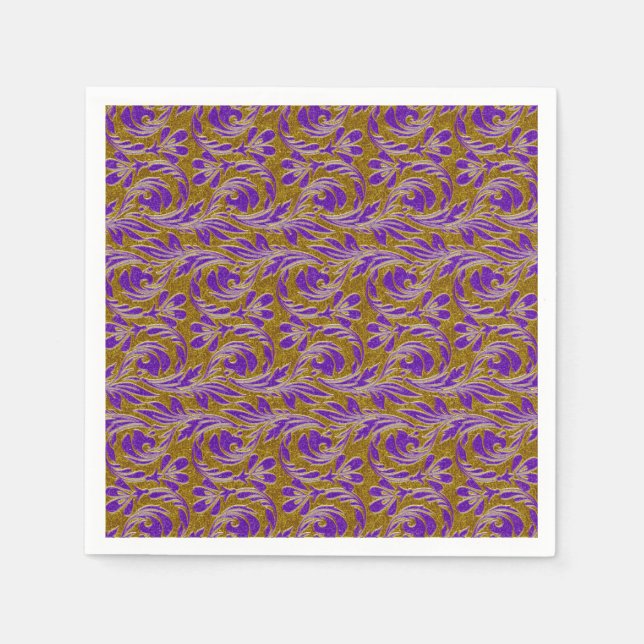 Serviette Jetable Vagues métalliques-violet-or-2 PAPIERS NAPKINS (Devant)