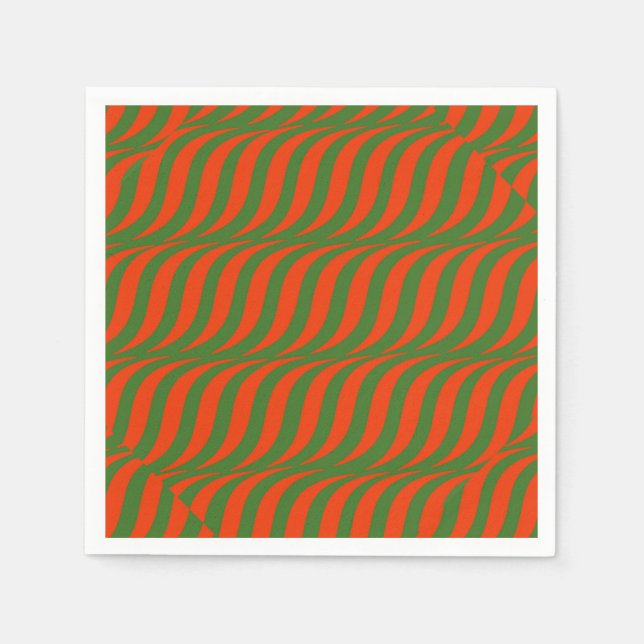 Serviette Jetable Vagues rouges et vertes (Devant)