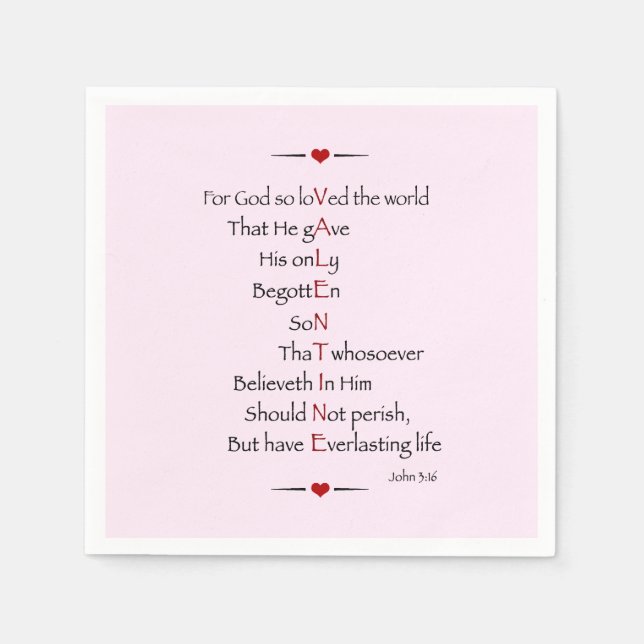 Serviette Jetable VALENTINE - Pour Dieu si aimé le monde (Devant)
