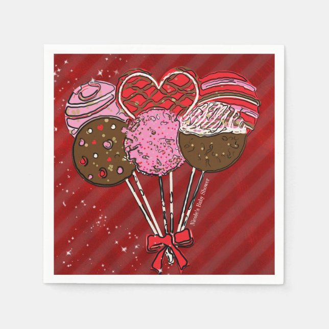 Serviette Jetable Valentine's Cake Pop Moderne Chic fête d'anniversa (Devant)