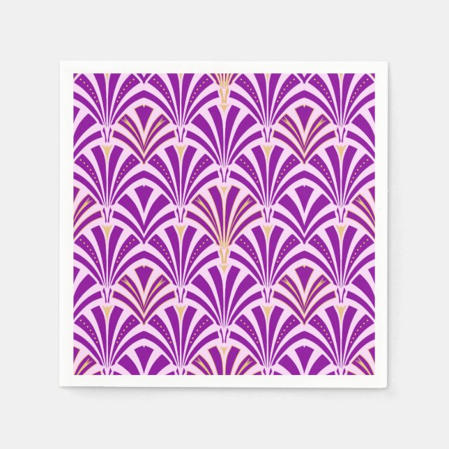 Serviette Jetable Ventilateur Art Déco motif - violet et orchidée (Devant)