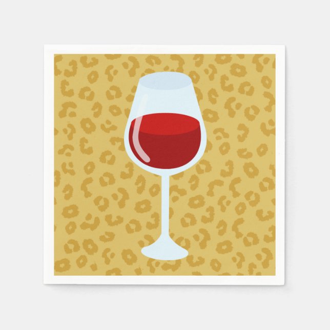 Serviette Jetable Verre à vin à impression léopard (Devant)